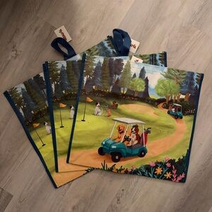 Homegoods or TJMaxx Dogs Playing Golf Reusable Tote Bags NWT